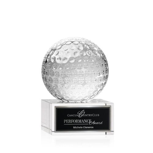 Trophies - Golf Awards and Trophies - Golf Ball Crystal Award on Engravable Base