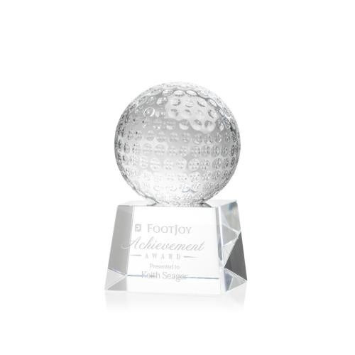 Golf Ball Crystal Award on Robson Base Trophies - Golf Awards and Trophies - Golf Ball Crystal Award on Robson Base