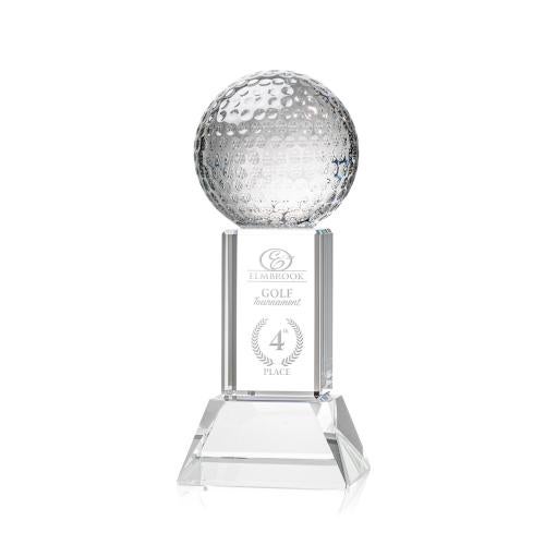 Trophies - Golf Awards and Trophies - Golf Ball Crystal Award on Stowe Base