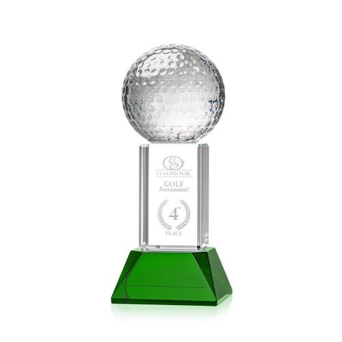 Trophies - Golf Awards and Trophies - Golf Ball Crystal Award on Green Stowe Base