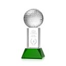 Golf Ball Crystal Award on Green Stowe Base