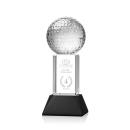 Optical Crystal Golf Ball Trophy on Black Base