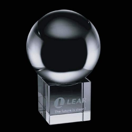 Crystal Globe Award on Cubed Base Personalized Gifts - Crystal Globe Award on Cubed Base