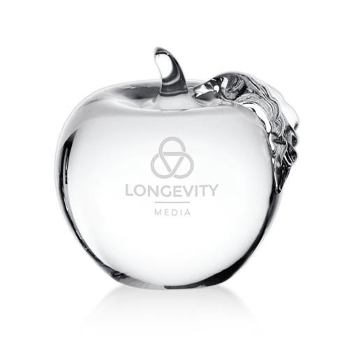 Personalized Gifts - Crystal Apple Paperweight with Etching Option