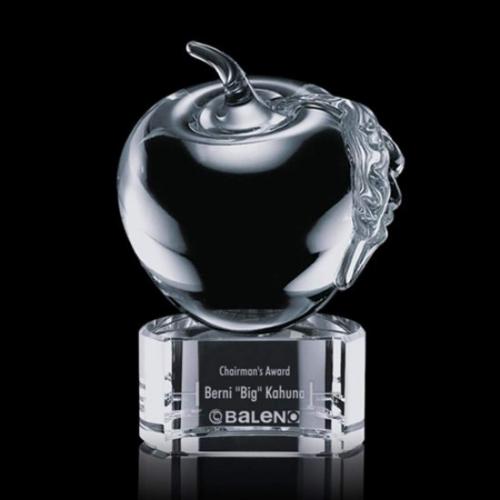 Personalized Gifts - Glass Apple Award on Paragon Base