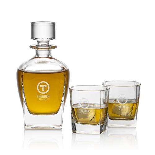 Sterling Whiskey Decanter Set with Glasses Barware Gifts - Decanters - Sterling Whiskey Decanter Set with Glasses