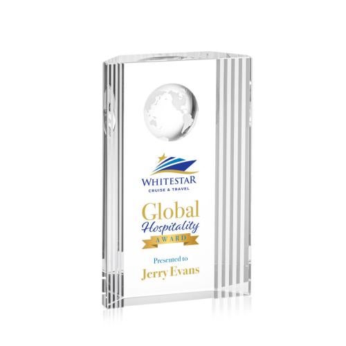 Trophies - Corporate Awards - Globe Awards - Crystal Globe Award with VividPrint Design