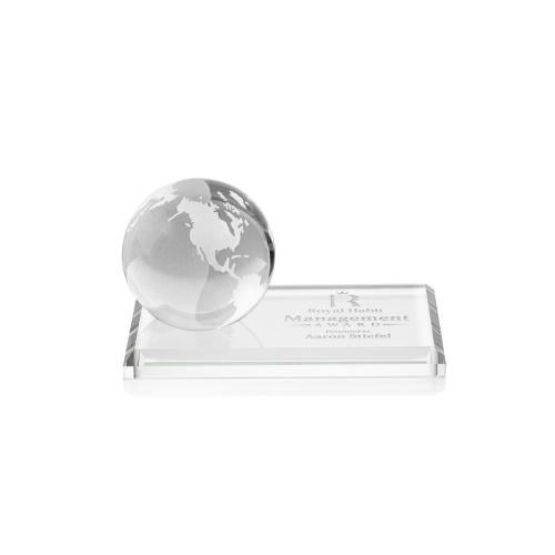 Crystal Globe Paperweight on Starfire Base Personalized Gifts - Crystal Globe Paperweight on Starfire Base