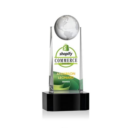 Trophies - Corporate Awards - Globe Awards - Crystal Globe Award with VividPrint Accent