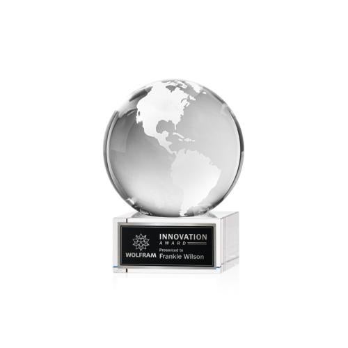 Trophies - Corporate Awards - Globe Awards - Sure, here's a product title for the globe crystal award:

Rotating Crystal Globe Award on Base
