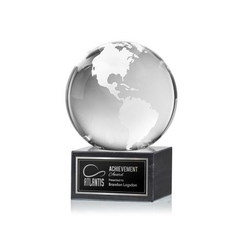Trophies - Corporate Awards - Globe Awards - Crystal Globe Award on Marble Base