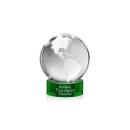 Rotating Crystal Globe Award on Green Base