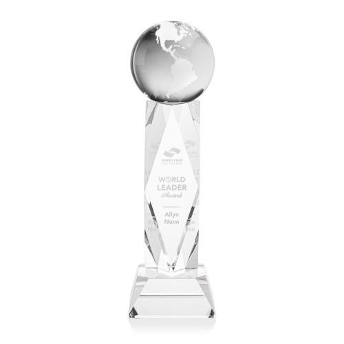 Trophies - Corporate Awards - Globe Awards - Crystal Globe Award on Elegant Base