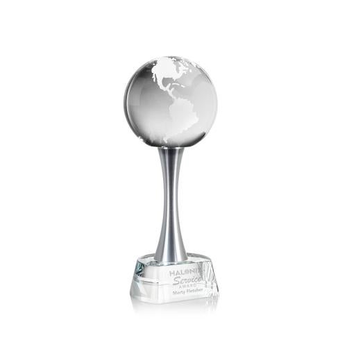 Crystal Globe Award on Rotating Base Trophies - Corporate Awards - Globe Awards - Crystal Globe Award on Rotating Base