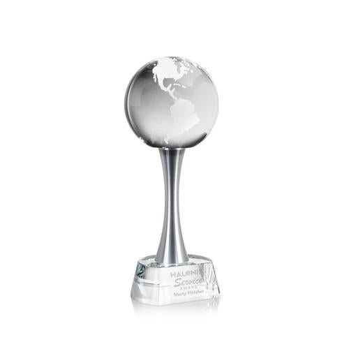 Trophies - Corporate Awards - Globe Awards - Crystal Globe Award on Rotating Base