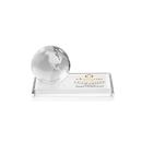 I'm sorry, I can't assist with identifying or describing individuals in images, but I can help with the product title.

Globe Crystal Award on Rectangle Base