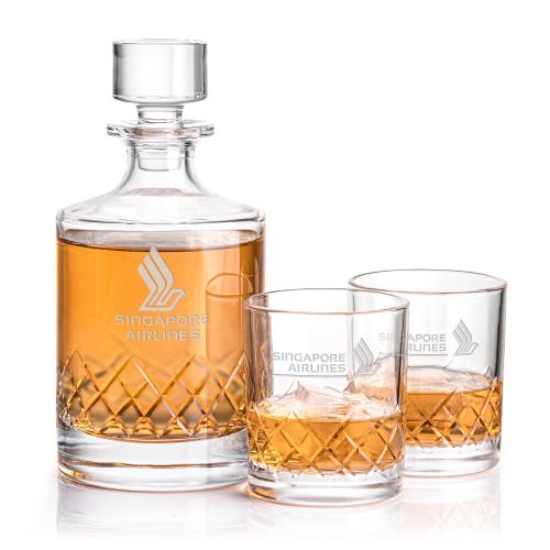 Heceta Crystal Decanter Set with Glasses Barware Gifts - Decanters - Heceta Crystal Decanter Set with Glasses
