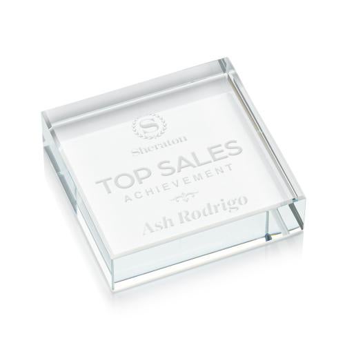 Sleek Starfire Crystal Square Paperweight Personalized Gifts - Sleek Starfire Crystal Square Paperweight