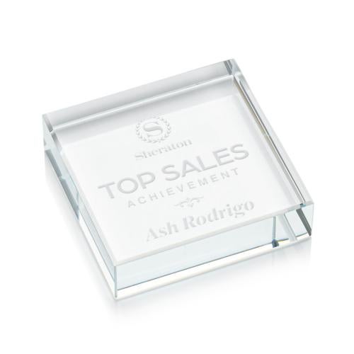 Sleek Starfire Crystal Square Paperweight Personalized Gifts - Sleek Starfire Crystal Square Paperweight