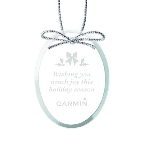 Elegant Jade Oval Ornament with Silver Ribbon Personalized Gifts - Ornaments - Elegant Jade Oval Ornament with Silver Ribbon