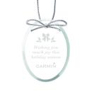 Elegant Jade Oval Ornament with Silver Ribbon