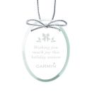 Elegant Jade Oval Ornament with Silver Ribbon