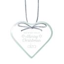 Jade Heart Ornament with Silver Ribbon