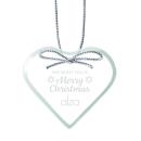 Jade Heart Ornament with Silver Ribbon