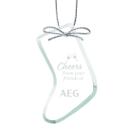 Elegant Jade Stocking Ornament with Silver Ribbon