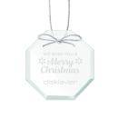 Jade Octagon Ornament with Silver Ribbon