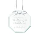 Jade Octagon Ornament with Silver Ribbon