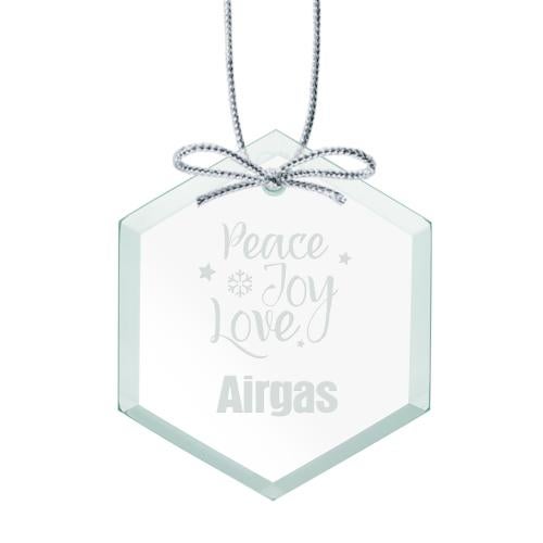 Personalized Gifts - Ornaments - Jade Hexagon Ornament with Silver Ribbon