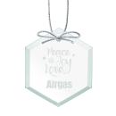 Jade Hexagon Ornament with Silver Ribbon