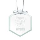 Jade Hexagon Ornament with Silver Ribbon