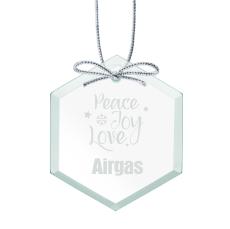 Jade Hexagon Ornament with Silver Ribbon - Ornaments