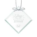 Square Jade Ornament with Silver Ribbon