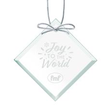 Square Jade Ornament with Silver Ribbon - Ornaments