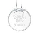 Crystal Round Ornament with Silver Ribbon