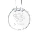 Crystal Round Ornament with Silver Ribbon