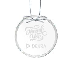 Crystal Round Ornament with Silver Ribbon - Ornaments