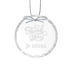 Crystal Round Ornament with Silver Ribbon - Ornaments