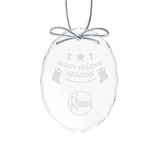 Personalized Gifts - Ornaments - Oval Crystal Ornament with Silver Ribbon