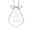 Crystal Teardrop Ornament with Silver Ribbon