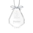 Crystal Teardrop Ornament with Silver Ribbon