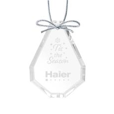 Crystal Teardrop Ornament with Silver Ribbon - Ornaments