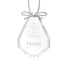 Crystal Teardrop Ornament with Silver Ribbon - Ornaments