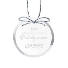 Round Glass Ornament with Silver Ribbon - Ornaments