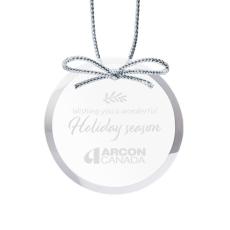 Round Glass Ornament with Silver Ribbon - New Additions