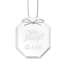 Elegant Starfire Glass Ornament with Silver Ribbon