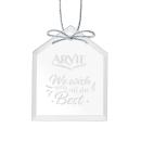 Certainly! Here's a suitable product title:

Starfire Arch Ornament - Customizable Etched Glass